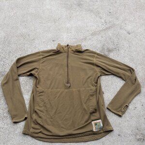 USMC Coyote Frog Marine Corp Shirt Men M Reg Waffle Fleece Quarter Zip Grid